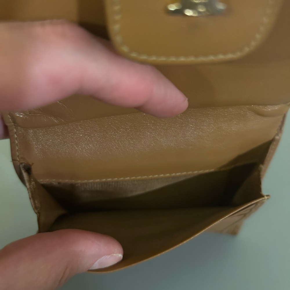 Authentic Celine Compact Kisslock Wallet, Vintage, Light Cognac Leather Trim - Picture 8 of 16